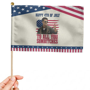 Happy 4th of July To All You Sumbitches Graphic Patriotic Handheld Flag Funny Fighter Pilot Retro Action Movie Humor Inspo