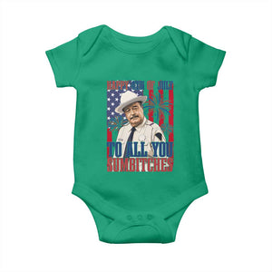 Happy 4th of July To All You Sumbitches Funny Sheriff Patriotic Graphic Baby Onesie Retro Movie Quote Inspo Country Humor TS02 Irish Green Print Your Wear