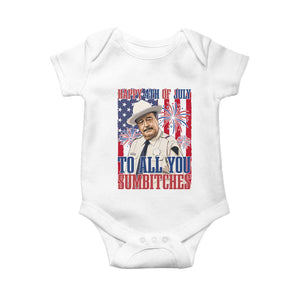 Happy 4th of July To All You Sumbitches Funny Sheriff Patriotic Graphic Baby Onesie Retro Movie Quote Inspo Country Humor TS02 White Print Your Wear