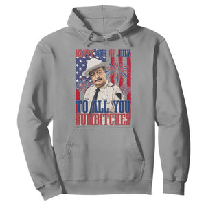 Happy 4th of July To All You Sumbitches Funny Sheriff Patriotic Graphic Hoodie Retro Movie Quote Inspo Country Humor TS02 Sport Gray Print Your Wear