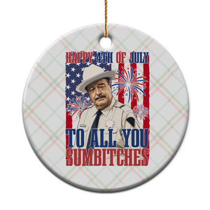 Happy 4th of July To All You Sumbitches Funny Sheriff Patriotic Graphic Ceramic Ornament Retro Movie Quote Inspo Country Humor TS02 1pc Christmas Plaid Print Your Wear