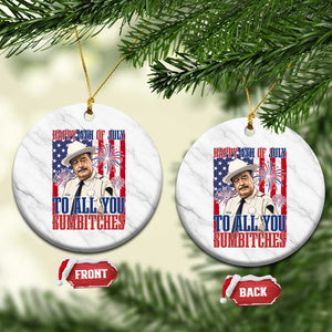 Happy 4th of July To All You Sumbitches Funny Sheriff Patriotic Graphic Ceramic Ornament Retro Movie Quote Inspo Country Humor TS02 1pc White Marble Print Your Wear