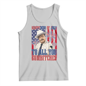 Happy 4th of July To All You Sumbitches Funny Sheriff Patriotic Graphic Tank Top Retro Movie Quote Inspo Country Humor TS02 Ash Print Your Wear