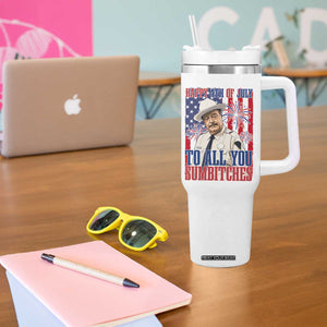Happy 4th of July To All You Sumbitches Funny Sheriff Patriotic Graphic Tumbler With Handle Retro Movie Quote Inspo Country Humor TS02 Print Your Wear