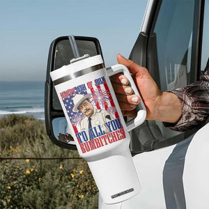 Happy 4th of July To All You Sumbitches Funny Sheriff Patriotic Graphic Tumbler With Handle Retro Movie Quote Inspo Country Humor TS02 Print Your Wear