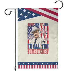 Happy 4th of July To All You Sumbitches Funny Sheriff Graphic Patriotic Garden Flag Retro Movie Quote Inspo Country Humor