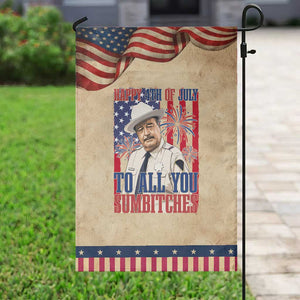 Happy 4th of July To All You Sumbitches Funny Sheriff Graphic Patriotic Garden Flag Retro Movie Quote Inspo Country Humor