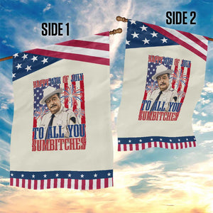 Happy 4th of July To All You Sumbitches Funny Sheriff Graphic Patriotic Garden Flag Retro Movie Quote Inspo Country Humor