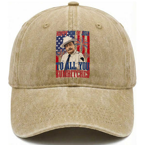 Happy 4th of July To All You Sumbitches Funny Sheriff Patriotic Graphic Washed Cotton Baseball Cap Retro Movie Quote Inspo Country Humor TS02 Print Your Wear