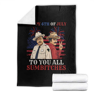 Happy 4th of July To All You Sumbitches Country Humor Throw Blanket Vintage Southern Cowboy Patriotic Graphic TS02 Black Print Your Wear