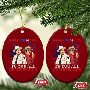 Happy 4th of July To All You Sumbitches Country Humor Ceramic Ornament Vintage Southern Cowboy Patriotic Graphic TS02 Print Your Wear