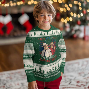Happy 4th of July To All You Sumbitches Country Humor Ugly Christmas Sweater Vintage Southern Cowboy Patriotic Graphic TS02 Forest Green Beige Print Your Wear