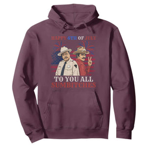 Happy 4th of July To All You Sumbitches Country Humor Hoodie Vintage Southern Cowboy Patriotic Graphic TS02 Maroon Print Your Wear