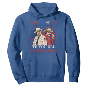 Happy 4th of July To All You Sumbitches Country Humor Hoodie Vintage Southern Cowboy Patriotic Graphic TS02 Royal Blue Print Your Wear