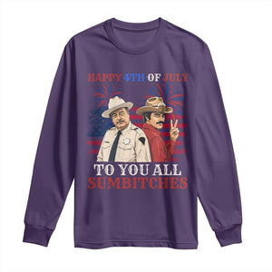 Happy 4th of July To All You Sumbitches Country Humor Long Sleeve Shirt Vintage Southern Cowboy Patriotic Graphic TS02 Purple Print Your Wear