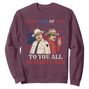 Happy 4th of July To All You Sumbitches Country Humor Sweatshirt Vintage Southern Cowboy Patriotic Graphic TS02 Maroon Print Your Wear