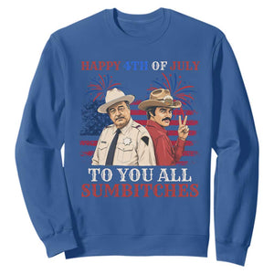 Happy 4th of July To All You Sumbitches Country Humor Sweatshirt Vintage Southern Cowboy Patriotic Graphic TS02 Royal Blue Print Your Wear