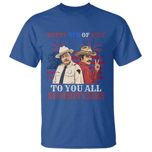 Happy 4th of July To All You Sumbitches Country Humor T Shirt Vintage Southern Cowboy Patriotic Graphic TS02 Royal Blue Print Your Wear