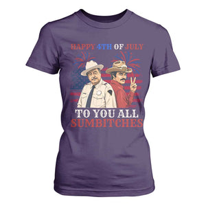 Happy 4th of July To All You Sumbitches Country Humor T Shirt For Women Vintage Southern Cowboy Patriotic Graphic TS02 Purple Print Your Wear