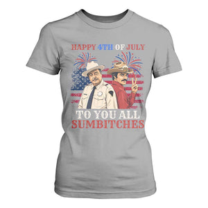 Happy 4th of July To All You Sumbitches Country Humor T Shirt For Women Vintage Southern Cowboy Patriotic Graphic TS02 Sport Gray Print Your Wear
