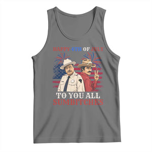 Happy 4th of July To All You Sumbitches Country Humor Tank Top Vintage Southern Cowboy Patriotic Graphic TS02 Black Heather Print Your Wear