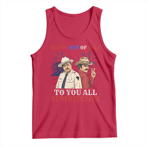 Happy 4th of July To All You Sumbitches Country Humor Tank Top Vintage Southern Cowboy Patriotic Graphic TS02 Red Print Your Wear