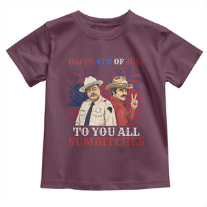 Happy 4th of July To All You Sumbitches Country Humor Toddler T Shirt Vintage Southern Cowboy Patriotic Graphic TS02 Maroon Print Your Wear