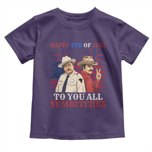 Happy 4th of July To All You Sumbitches Country Humor Toddler T Shirt Vintage Southern Cowboy Patriotic Graphic TS02 Purple Print Your Wear