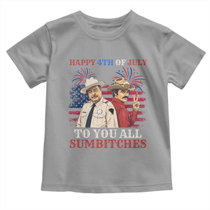 Happy 4th of July To All You Sumbitches Country Humor Toddler T Shirt Vintage Southern Cowboy Patriotic Graphic TS02 Sport Gray Print Your Wear