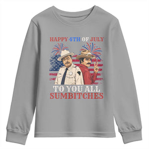 Happy 4th of July To All You Sumbitches Country Humor Youth Sweatshirt Vintage Southern Cowboy Patriotic Graphic TS02 Sport Gray Print Your Wear