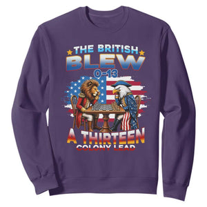 The British Blew A Thirteen Colony Lead 0-13 Lion vs Eagle Sweatshirt Chess Match Patriotic 4th of July Funny History Graphic
