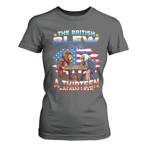 The British Blew A Thirteen Colony Lead 0-13 Lion vs Eagle T Shirt For Women Chess Match Patriotic 4th of July Funny History Graphic