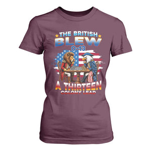 The British Blew A Thirteen Colony Lead 0-13 Lion vs Eagle T Shirt For Women Chess Match Patriotic 4th of July Funny History Graphic