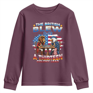 The British Blew A Thirteen Colony Lead 0-13 Lion vs Eagle Youth Sweatshirt Chess Match Patriotic 4th of July Funny History Graphic