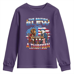 The British Blew A Thirteen Colony Lead 0-13 Lion vs Eagle Youth Sweatshirt Chess Match Patriotic 4th of July Funny History Graphic