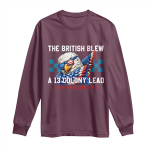 The British Blew A 13 Colony Lead Dabbing Eagle Long Sleeve Shirt Funny Patriotic 4th of July History Humor Graphic