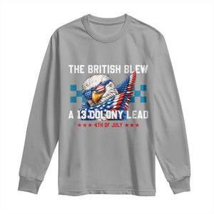 The British Blew A 13 Colony Lead Dabbing Eagle Long Sleeve Shirt Funny Patriotic 4th of July History Humor Graphic