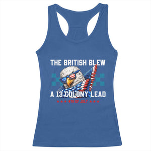 The British Blew A 13 Colony Lead Dabbing Eagle Racerback Tank Top Funny Patriotic 4th of July History Humor Graphic