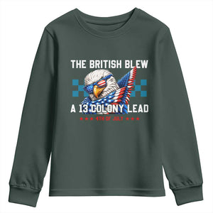 The British Blew A 13 Colony Lead Dabbing Eagle Youth Sweatshirt Funny Patriotic 4th of July History Humor Graphic