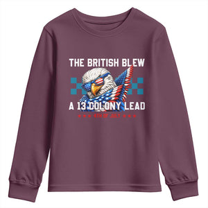 The British Blew A 13 Colony Lead Dabbing Eagle Youth Sweatshirt Funny Patriotic 4th of July History Humor Graphic
