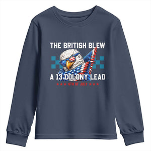 The British Blew A 13 Colony Lead Dabbing Eagle Youth Sweatshirt Funny Patriotic 4th of July History Humor Graphic
