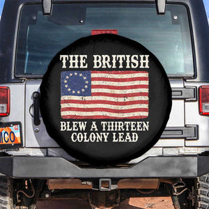 The British Blew A Thirteen Colony Lead Betsy Ross Flag Spare Tire Cover Vintage Patriotic 4th of July History Graphic