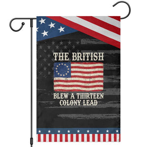 The British Blew A Thirteen Colony Lead Betsy Ross Flag Patriotic Garden Flag Vintage 4th of July History Graphic