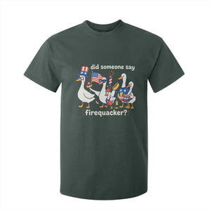 Funny Patriotic Duck Family 4th of July Fireworks T Shirt For Kid Did Someone Say Firequacker Word Pun Cute Graphic