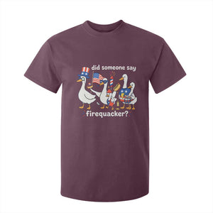 Funny Patriotic Duck Family 4th of July Fireworks T Shirt For Kid Did Someone Say Firequacker Word Pun Cute Graphic