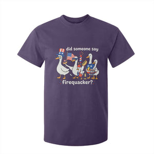 Funny Patriotic Duck Family 4th of July Fireworks T Shirt For Kid Did Someone Say Firequacker Word Pun Cute Graphic