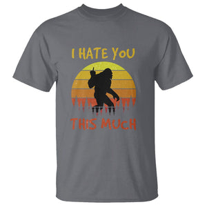 Funny Bigfoot T Shirt I Hate You This Much Middle Finger Sarcastic Sasquatch Retro Sunset TS02 Charcoal Printyourwear