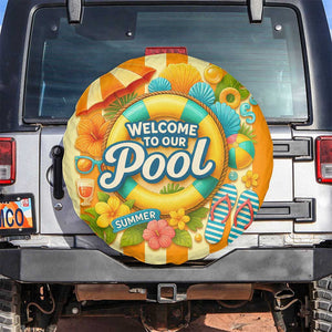Welcome to Our Pool Retro Retro Gingham Stripes Summer Spare Tire Cover TS02 No hole Citrus Stripe Print Your Wear