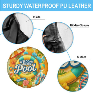 Welcome to Our Pool Retro Retro Gingham Stripes Summer Spare Tire Cover TS02 Print Your Wear
