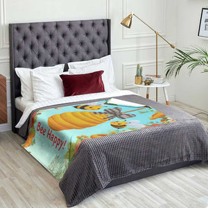 Bee Happy Honeycomb Gingham Bow Floral Spring Summer Throw Blanket